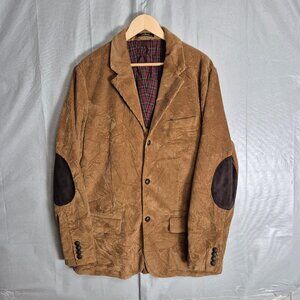 VTG LL Bean Mens Corduroy Blazer Camel Color Button UpLined Elbow Patch 46